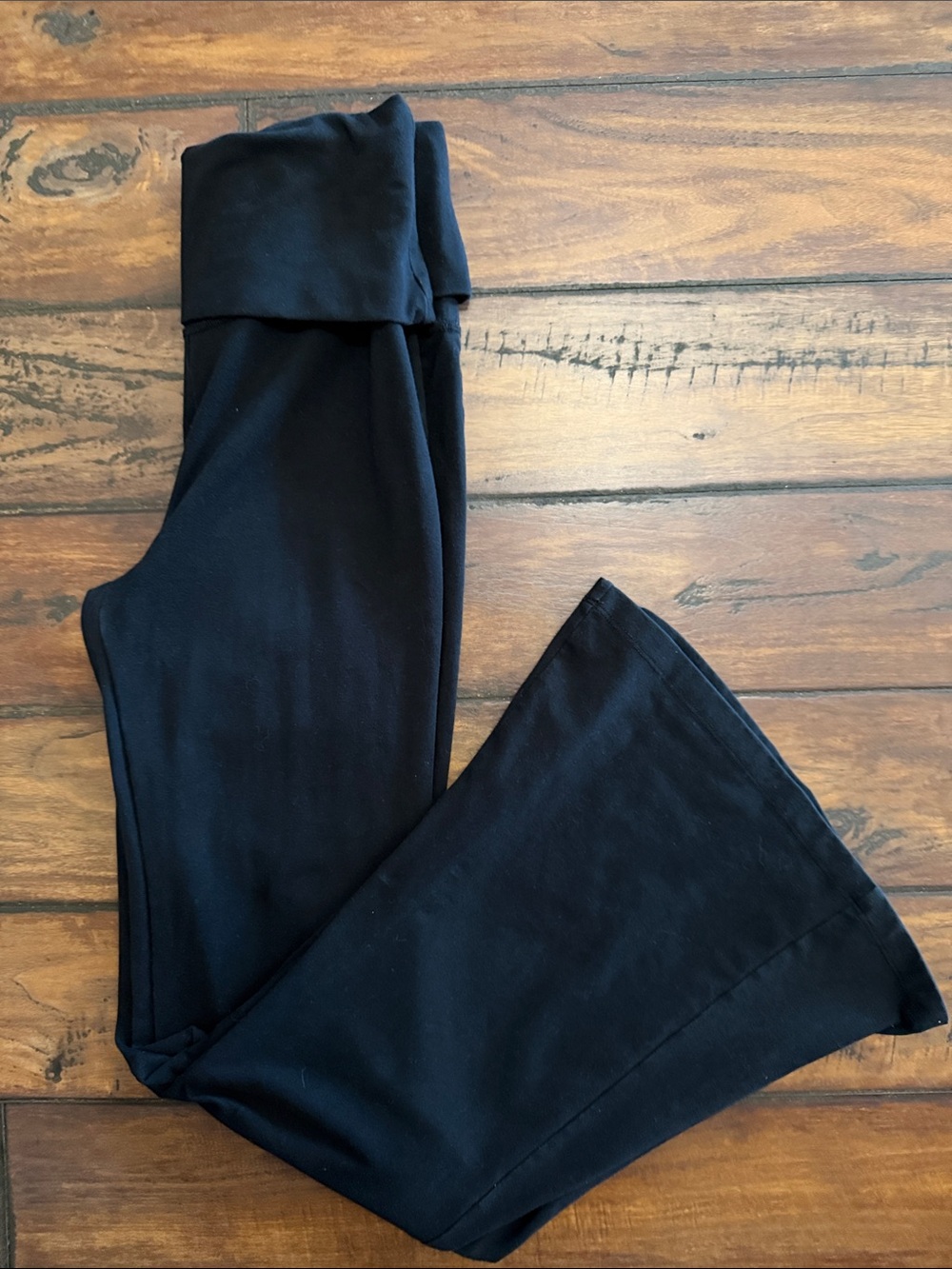 aerie Black Wide Leg Pants With Foldover Waistband